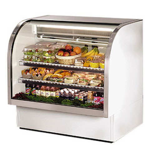 True tcgg-48 curved glass deli case, sliding glass rear