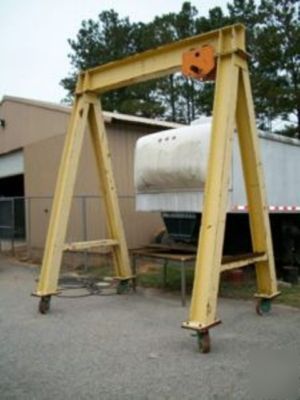 Gantry, crane 10 ton cap on steel wheels no 