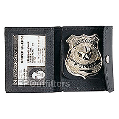 Leather police and security id badge holder wallet