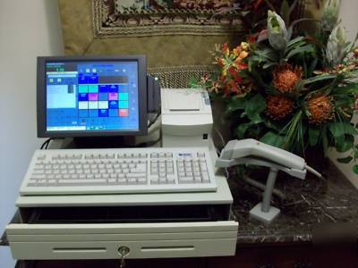 Pos station touch screen cashdrawer printer mcr scaner 