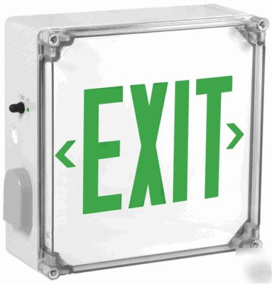 Wet location green led exit sign 120/277 battery backup