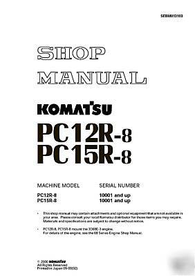 Komatsu shop manual PC03-2-PC27R-8 and ops manuals