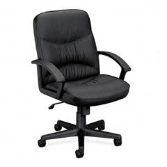 Basyx VL640 series leather managerial mid back swivelt