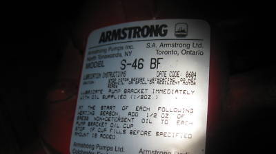 New armstrong s-46 bf in-line circulator pump 