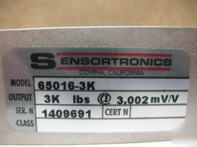 New sensortronics 65016-3K 3000LB double end load cell
