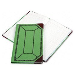 New record/account book, green/red cover, journal ru...