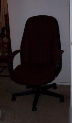 Burgundy upholstered office chair