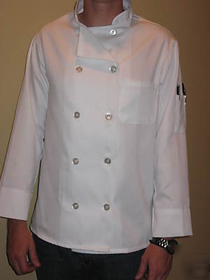 New chef coat jacket medium white long sleeved uniform