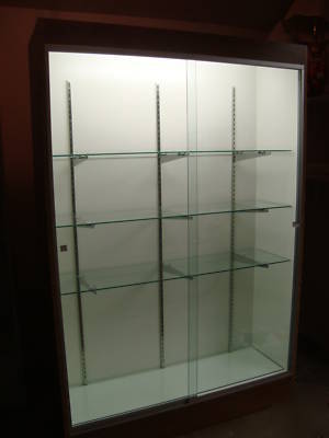 Display case-four glass shelves-sliding glass doors