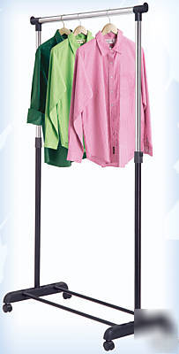 Heavy duty adjustable garment rack with rolling foot