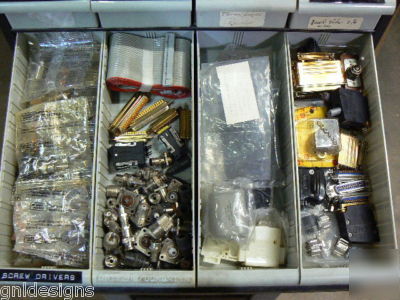 16 drawer cabinet full of electronic parts & components