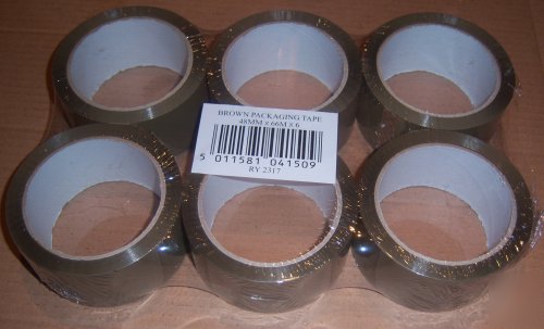6 roll buff brown packing parcel tape 48MM x 50M