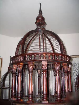 *huge carved solid mahogany birdcage aviary mansion* 