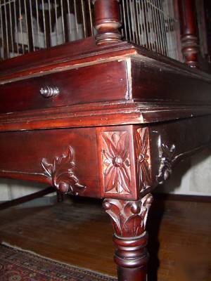 *huge carved solid mahogany birdcage aviary mansion* 