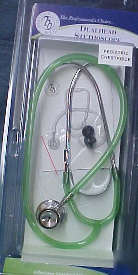 Pediatric stethoscope dualhead frosted kiwi 108 nwt d