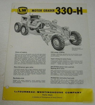Letourneau 1961 grader sales brochure lot