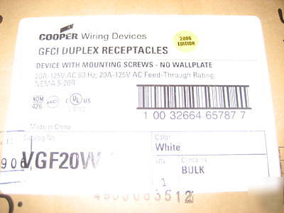 New (10) cooper gfci receptacle 20 amp white w/led 2006