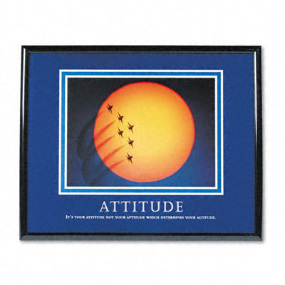 Attitude/jets across moon framed motivational print 