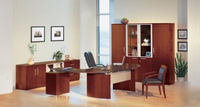 Mayline napoli 8 piece office suite sierra cherry ND63