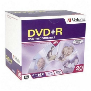 Verbatim 95038-16X dvd+r 4.7GB branded 20PK