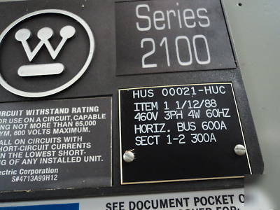 Westinghouse hus 00021-huc motor control center section