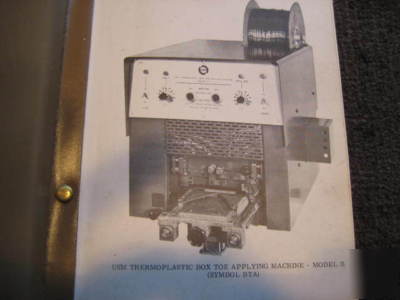 Usm thermoplastic box toe machine model b parts book