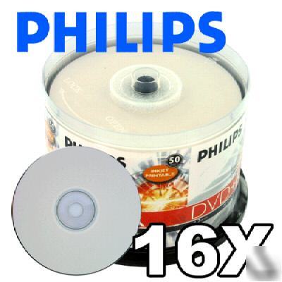 200 philips 16X dvd+r white inkjet dvdr blank dvd disk 