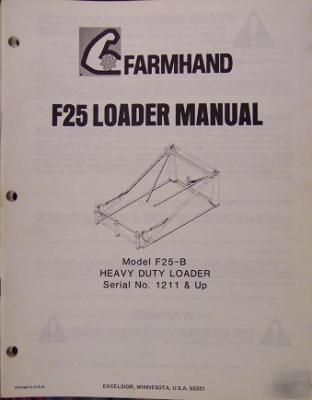 Farmhand F25 loader operator/parts manual