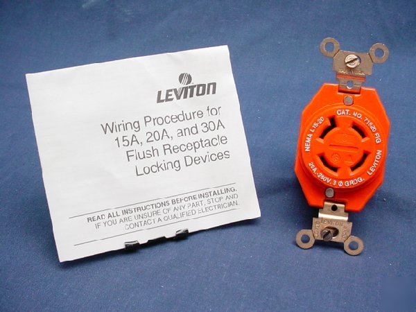 Leviton L15-20 iso gnd locking receptacle 20A 250V 3Ã¸