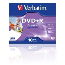 New verbatim dvd+r 16X printable 10 pack jewel case