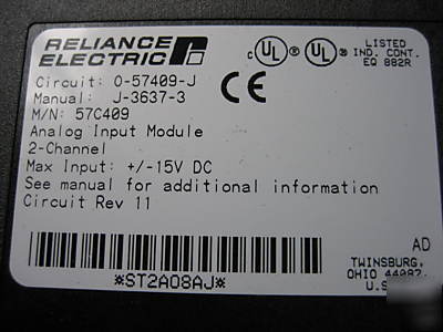 Reliance automax analog input module 2-channel: 57C409