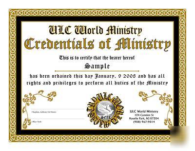 Ordained minister license perform weddings ordination