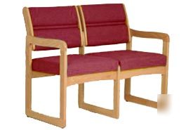 Chair/2 seat without center arms medium oak burgundy