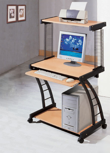 New maple top computer desk with printer stand w roll