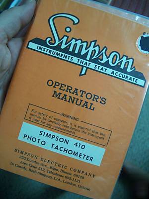 Simpson electric co photo tachometer meter model 410