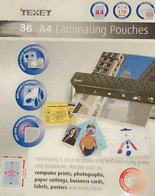 36 A4 laminating pouches laminator pouch by texet