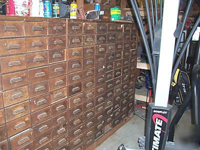 Large antique wood cabinet drawers garage shop storage 