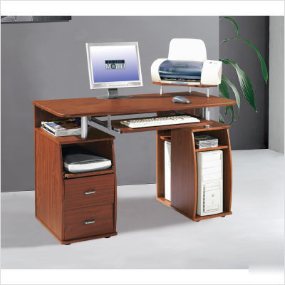 Mahogany computer desk w side storage & cpu cabinets