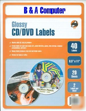 40 pro gloss cd/dvd labels glossy label neato type 