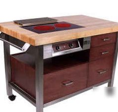 John boos pro chef restaurantuer mobile stovetop cart