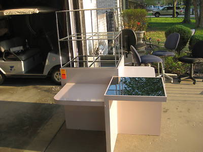 Mirrored, glass & metal business display cubicle~large