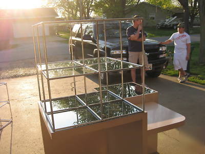 Mirrored, glass & metal business display cubicle~large