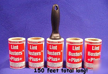 5 30FT lint roller 1 handle ~ cat & dog hair remover 