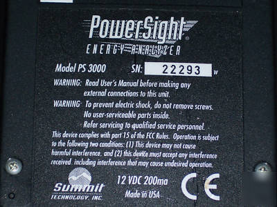 PS3000 powersight energy harmonic analyzer summit tech