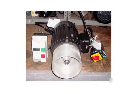  heavy duty 3 hp shaper motor- f/r -mag starter, pulley