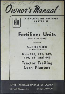 Mccormick fertilizer units for corn planters org manual