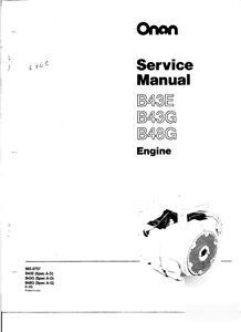 Onan engine B43E,B43G,B48G service manual pdf on disc.