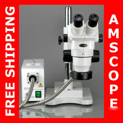 2X-90X binocular stereo boom microscope + fiber ring