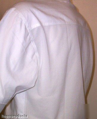 New coat chef jacket white mesh back sm small hat ls 