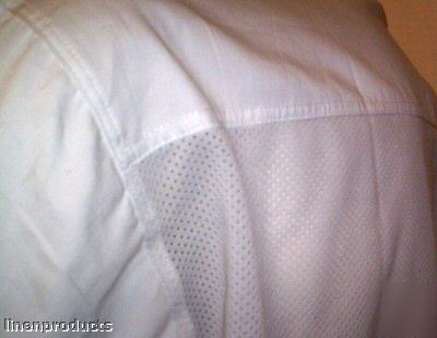 New coat chef jacket white mesh back sm small hat ls 